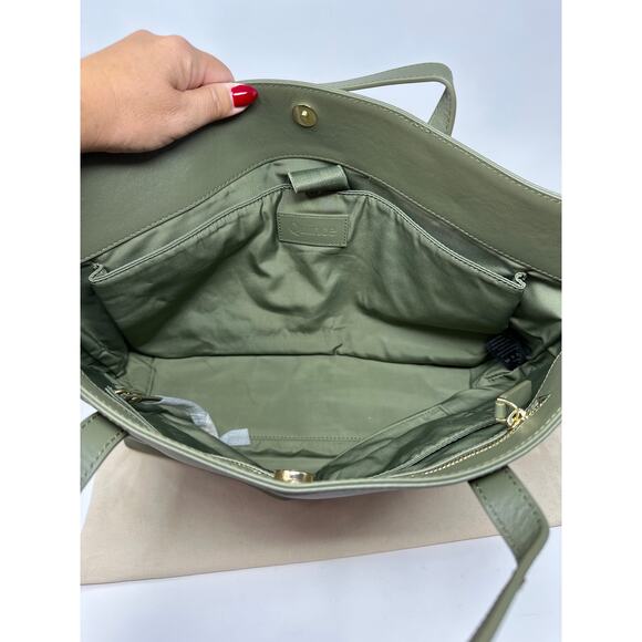 Quince NWT Classic Italian Leather Olive Tote Bag Purse - Picture 3 of 7